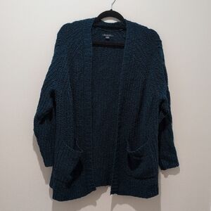 American Eagle Outfitters Teal Open-Front Cardigan Medium